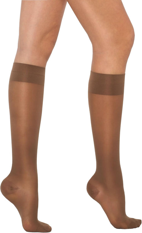 Healthweir Sheer Graduated Compression Knee High Stockings for Women, 15–20 mmHg Support Socks (5, Black)