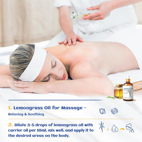 HIQILI Lemongrass Essential Oil, 100% Pure Natural Undiluted Premium Oils - 3.38 Fl. Oz