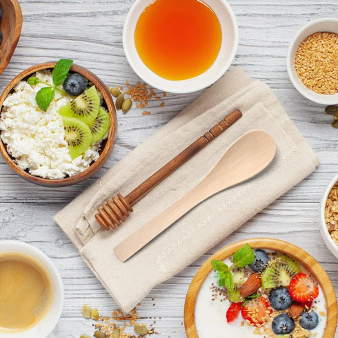 Bamboo Utensils Disposable - 100PK Bamboo Soup Spoons, 6.7" Compostable Spoons for Eating, 100% Biodegradable