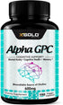 Alpha GPC Choline Supplement 600mg - Highly Purified Source of Choline, 180 Veggie Capsules for Cognitive Enhancement