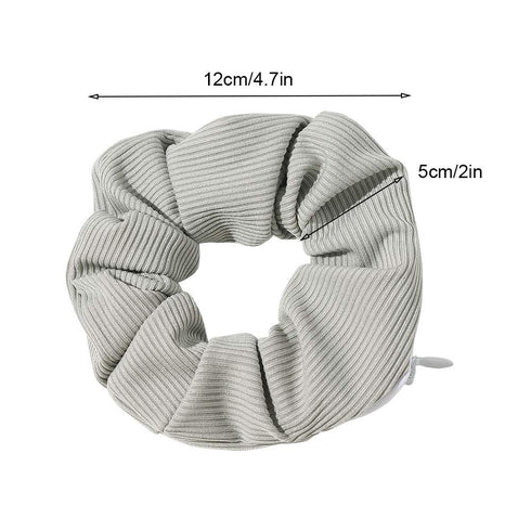 Pocket Scrunchies Hair Ties with Hidden Zipper, Stash Scrunchy Ponytail Holder