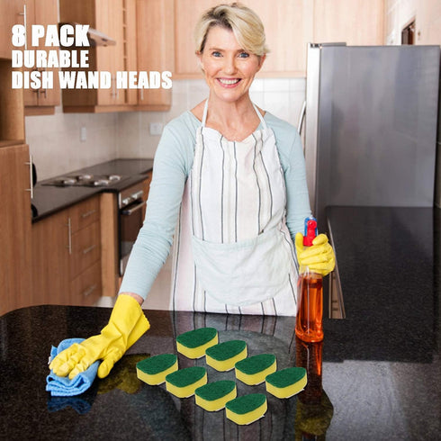 Dish Wand Refills 8 Packs - Sponge Replacement Heads for Kitchen Cleaning, Dish Wand Sponge Refill