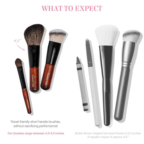 Cosme 9 FLAWLESS FACE MINI Makeup Brush Set, Foundation, Eyeshadow, Blush, Contour, and Powder Brushes with Case