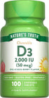 Nature's Truth Chewable Vitamin D3 2,000 IU | 100 Tablets | Berry Flavor | Vegetarian, Non-GMO, & Gluten Free Supplement