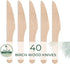 PALM NAKI Birchwood Cutlery (40 Count) - Disposable Eco-Friendly, Compostable, and Biodegradable Cutlery (Knives, 40