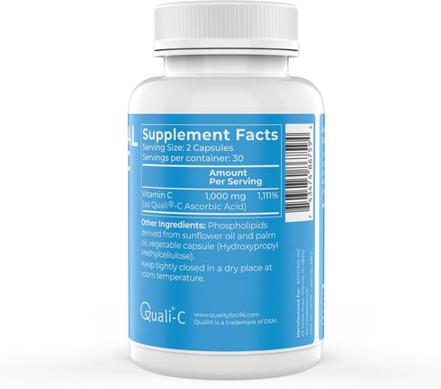 BodyBio Liposomal Vitamin C 60 Capsules, Powerful Immune Support, Maximum Absorption for Cell Support
