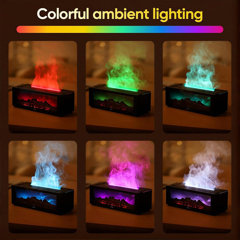 Humidifier,220ml Sakerplus Oil Aroma Diffuser, Fireplace Flame Aroma Diffuser & Capacity LED Essential Oil Diffuser