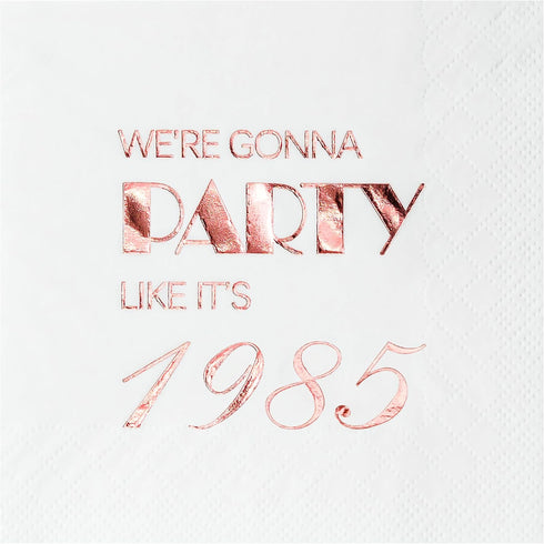 Crisky 40th Birthday Cocktail Napkins, Rose Gold, 50 Pcs, 3-Ply, Party Supplies for Cake Dessert Beverage Table
