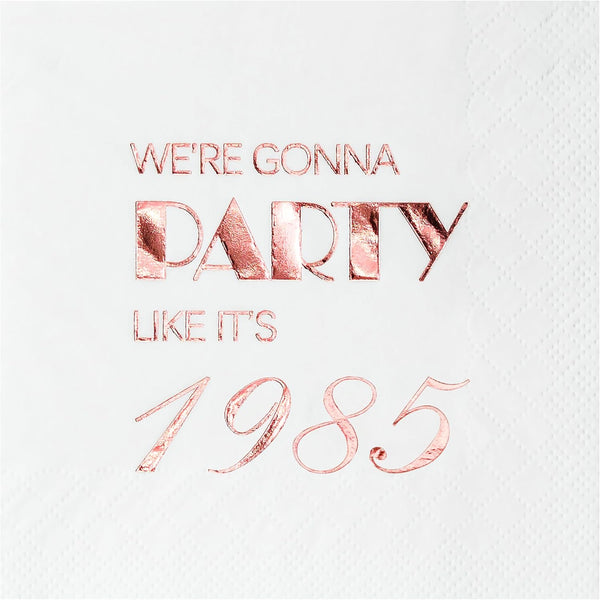 Crisky 40th Birthday Cocktail Napkins, Rose Gold, 50 Pcs, 3-Ply, Party Supplies for Cake Dessert Beverage Table