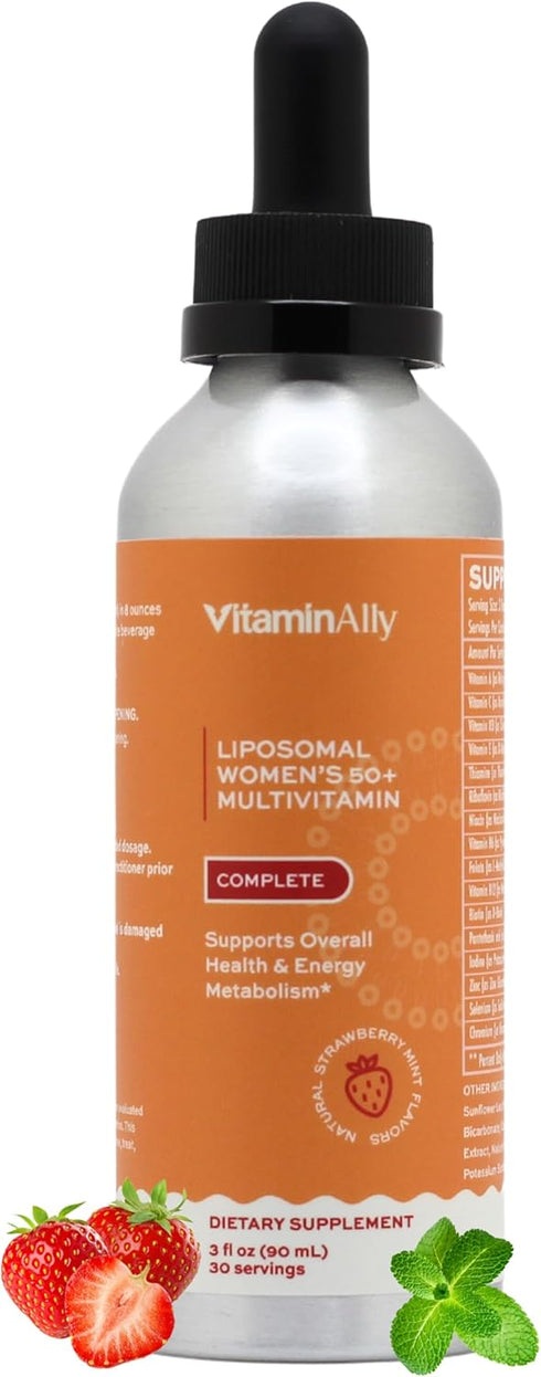 Liposomal Women's 50+ Liquid Multivitamin Drops, Non-GMO, 30 Day Supply in Natural Strawberry Flavor