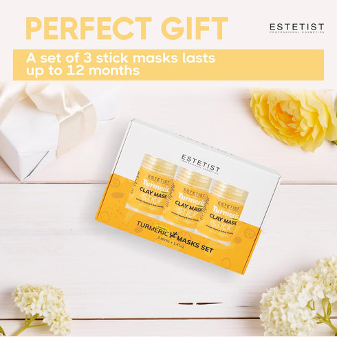Turmeric Vitamin C Clay Face Mask Stick Set, Deep Pore Cleanser for Dark Spots and Oil Control, Gift Pack of 3