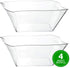 PLASTICPRO Disposable Elegant Wave Design Square Plastic Clear Serving Bowls, Large Size, Pack of 4