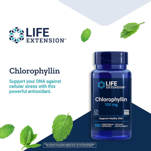 Life Extension Chlorophyllin 100mg – Powerful Antioxidant Supplement Pill for DNA, Liver Health, Detox – 100 Capsules