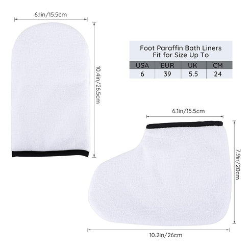 Paraffin Wax Gloves & Booties - Segbeauty Heated SPA Mittens Foot Liners for Hot Wax Hand Therapy, White