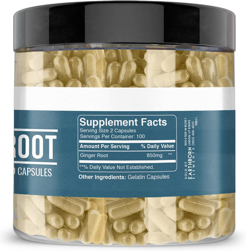Earthborn Elements Ginger Root, 200 Capsules - Pure & Undiluted, No Additives