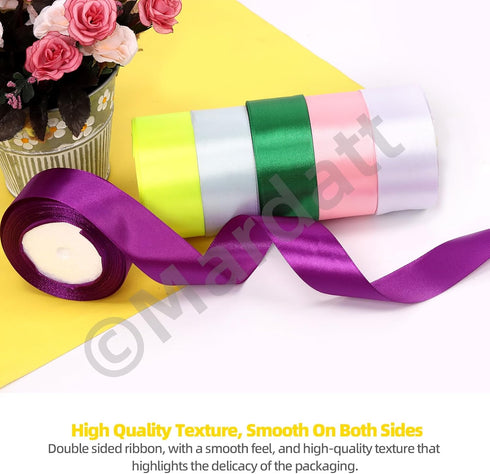 10 Rolls Satin Ribbon Set - 1-1/2" x 25 Yards - Double Face & Single Face Polyester Satin for Gift Wrapping