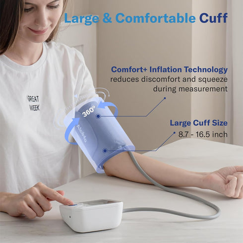 Alcedo Blood Pressure Monitor for Home Use, Digital Upper Arm BP Machine with 8.7 to 16.5 inch Cuff, 2x120 Memory