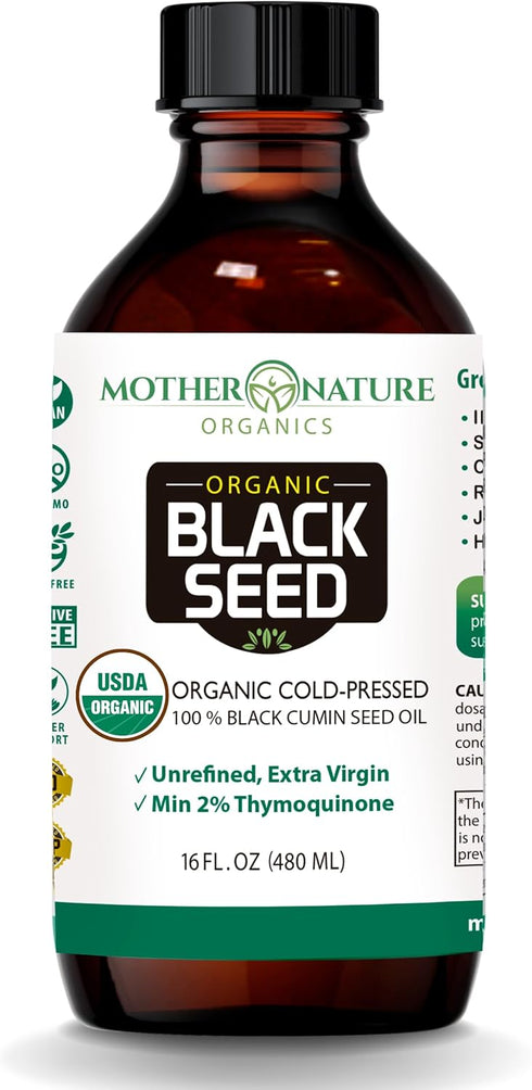 Organic Black Seed Oil - Cold Pressed Unrefined USDA Certified, Hexane Free, Turkish Origin Premium Nigella Sativa