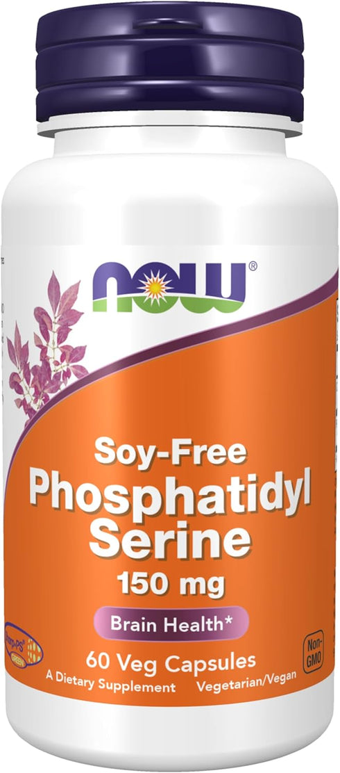 NOW Supplements Soy-Free Phosphatidyl Serine (150mg) - Brain Health*, 60 Veg Capsules