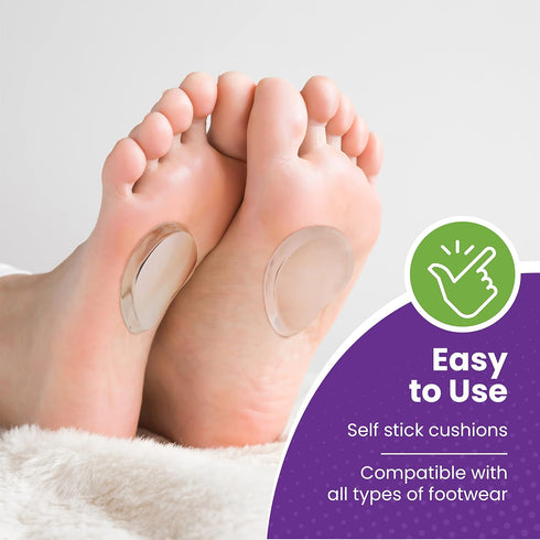 Premium Gel Ball of Foot Cushions - Reusable Clear Gel Metatarsal Pads for Foot Pain Relief - 1/4 Inch - 2 Pair