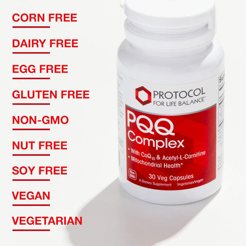 Protocol PQQ Complex - Mitochondrial Health with CoQ10 & L Carnitine - Energy Supplements - 30 Veg Caps