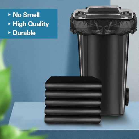 PetsHome 13 Gallon Trash Bags, 100 Count, Extra Thick Leak Proof Kitchen Rubbish Bags for Home, Office, School, Black