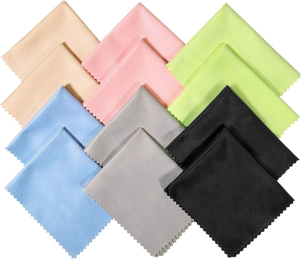 heynsgu 12Pack Assorted Colors Microfiber Cleaning Cloths,6x7in for Cleans Lenses, Glasses, Screens, Cameras,