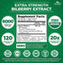 Zazzee USDA Organic Bilberry 20:1 Extract 6000 mg Strength, 120 Vegan Capsules, 4 Month Supply