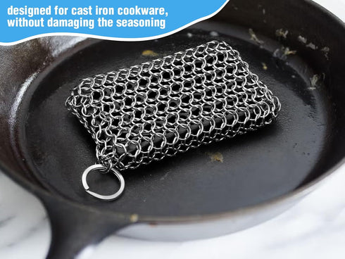 Scrubber,316 Herda Chain Mail Cast Iron Cleaner Chainmail Pan Scrubber Metal Cleaning Brush, Pad, Sponge Scraper