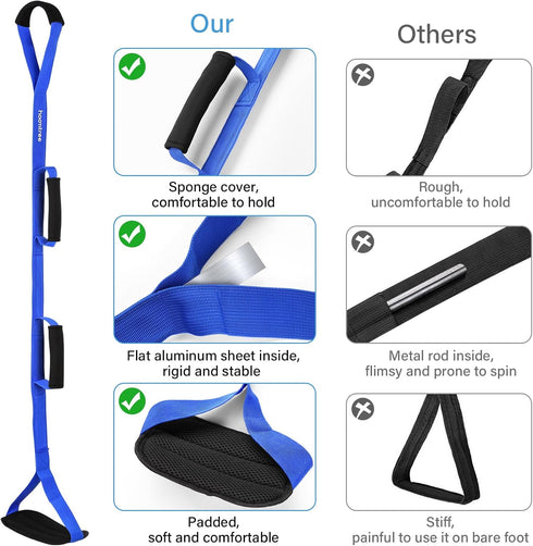 HOOMTREE 39 Inch Long Leg Lifter Strap with Padded Handgrips and Foot Loop,Rigid Leg Lifter Hip&Knee Replacement