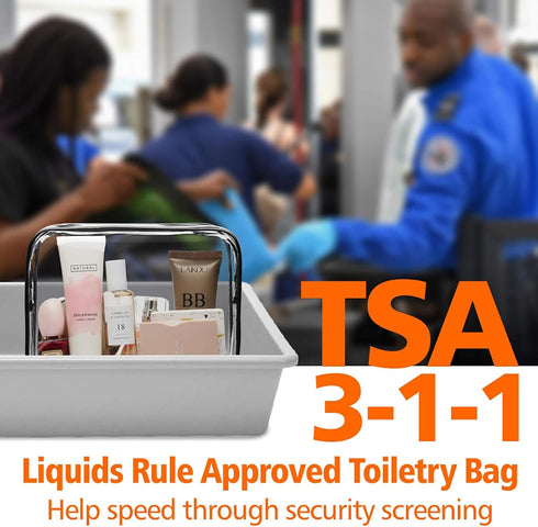 PACKISM TSA Approved Toiletry Bag - Clear Waterproof Makeup Bag, Travel Cosmetic Bag for Women, 3 Pack Carry on