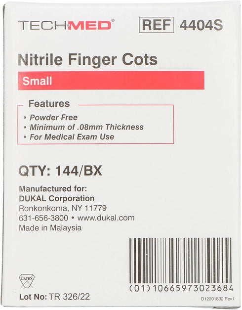 DUKAL 4404S Tech-Med Finger Cot, Small Nitrile, Pack of 144