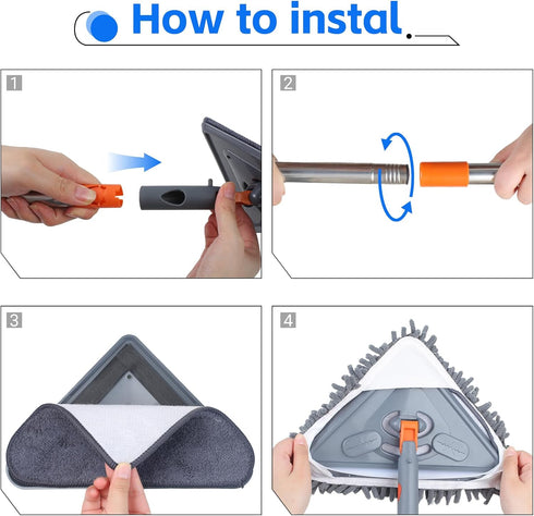 ZYHZYHA 80 Inches 360 6 Wall Mop with Long Handle, Wall Cleaner Mop Tool for Window/Walls/Ceiling