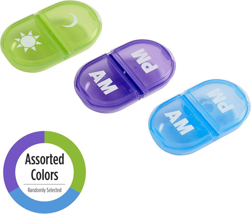 Pack 6, Ezy Dose Travel Pocket Pharmacy Pill Box and Medicine, Vitamin Container, Daily, AM PM Planner and Storage