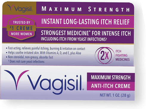 Vagisil 12 Maximum Strength Feminine Anti-Itch Cream with Benzocaine for Women & Anti-Itch Medicated Feminine Intimate