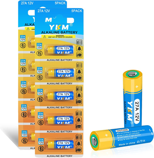10 Pack A27 12V Alkaline Battery LR27A MN27 for Ceiling Fan Remote, Garage Door Opener