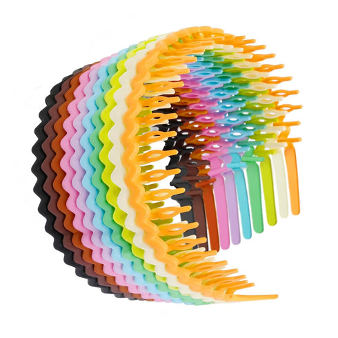 WOVOWOVO Plastic Headbands for Women Teen Girls, 10 Packs Thin Non Slip Headband with Teeth