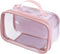 Large Clear Travel Pouch, TSA Approved Reusable Organizer with Zipper, Makeup Case, Pink