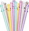 Dakoufish BPA-Free 12 Piece 11 Inch Reusable Clear Plastic Glitter Sparkle Drinking Straw with Cleaning Brush (6 Color)