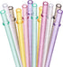 Dakoufish BPA-Free 12 Piece 11 Inch Reusable Clear Plastic Glitter Sparkle Drinking Straw with Cleaning Brush (6 Color)