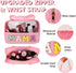 Iqimott Chenille Letter Patch Mama Bag, Large Clear Makeup Cosmetic Tote with Handle, Pink