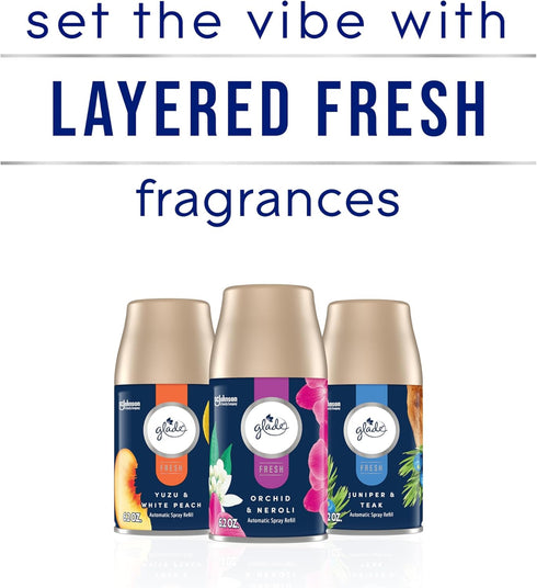 Glade Automatic Spray Refill, Air Freshener for Home and Bathroom, Orchid & Neroli, Fresh Collection, 6.2 Oz, 2 Count