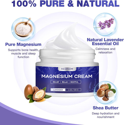 Magnesium Cream for Sleep - Natural Topical Magnesium Lotion, Calm - Nighttime Body Butter for Deep Hydration - Safe