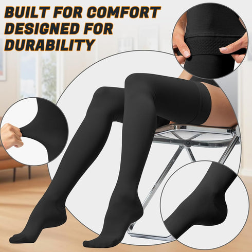 Socks,20-30 mmHg bropite Thigh High Compression Closed Toe Compression Stockings for Women,for Varicose Veins,Edema,DVT