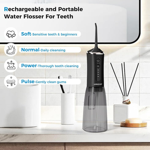 LINKEVAP Pick,360ML Cleaner,IPX7 Water Flosser for Teeth Rechargeable Travel Oral Irrigator Waterproof Daily Dental