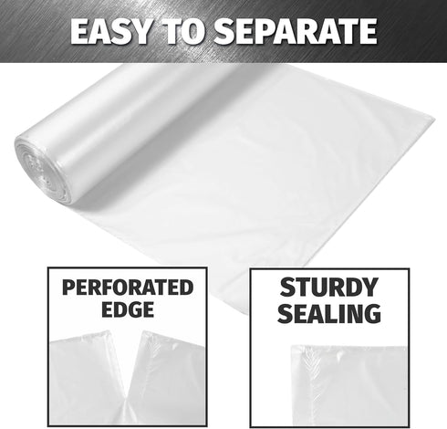 7-10 Gallon Trash Bags, 8 Micron High Density Garbage Can Liners, Natural Clear, 24" x 24", 1000 Count