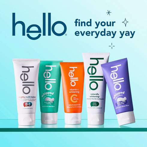 Pack, 2 Pack, 4.0 Oz Hello Whipped Mellow Mint Dream and Peppermint Stick Toothpaste Minty Adult Foam Toothpaste