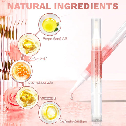 Meschett 2PCS Cuticle Oil Pens for Nail Care, Revitalizer Oil Pen with Soft Brush to Prevent Nail Cracking