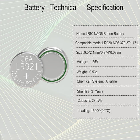 youchen 370 371 LR921 30 Pack AG6 LR920 SR920SW 1.5V Alkaline Button Battery Cell Watch Batteries