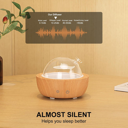 kakoda 200ml Glass Essential Oil Diffusers for Home, Wood Grain Base Humidifier, Decorative Bedroom Aromatherapy Scent